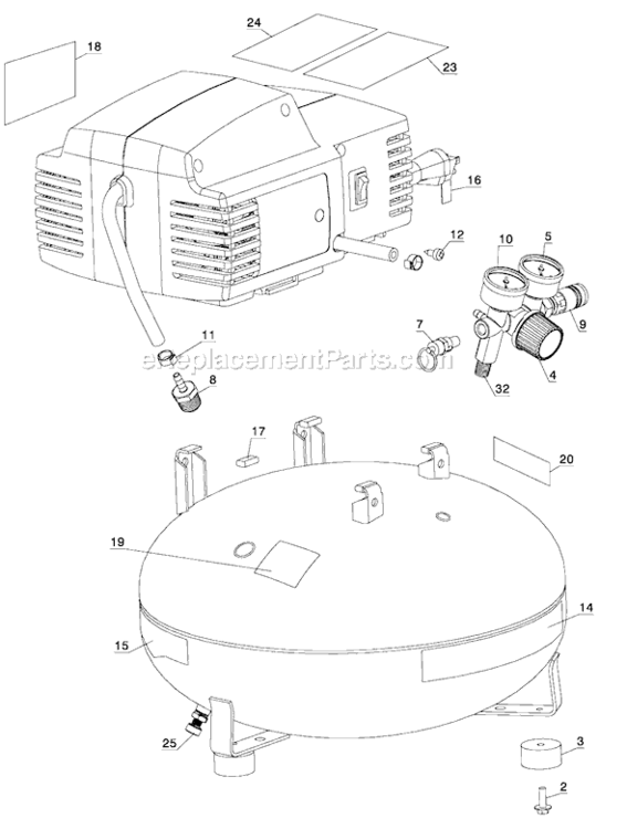Page B Diagram and Parts List for C2005 Type 2 Porter Cable Compressor